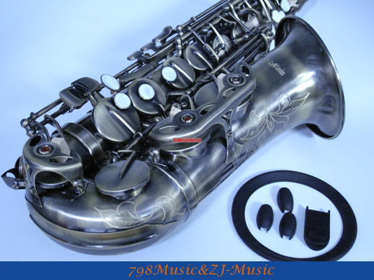 Eb Alto Saxophone Antique Surface High F# With-White Pearl Buttons FREE LORICO ACCESSORY