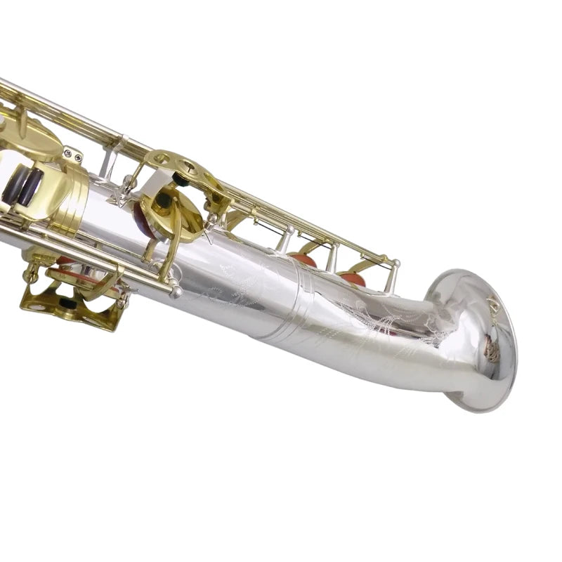 Eb Alto Saxophone Musical Instruments Straight Sax Silver Plated Body Gold Keys with Case