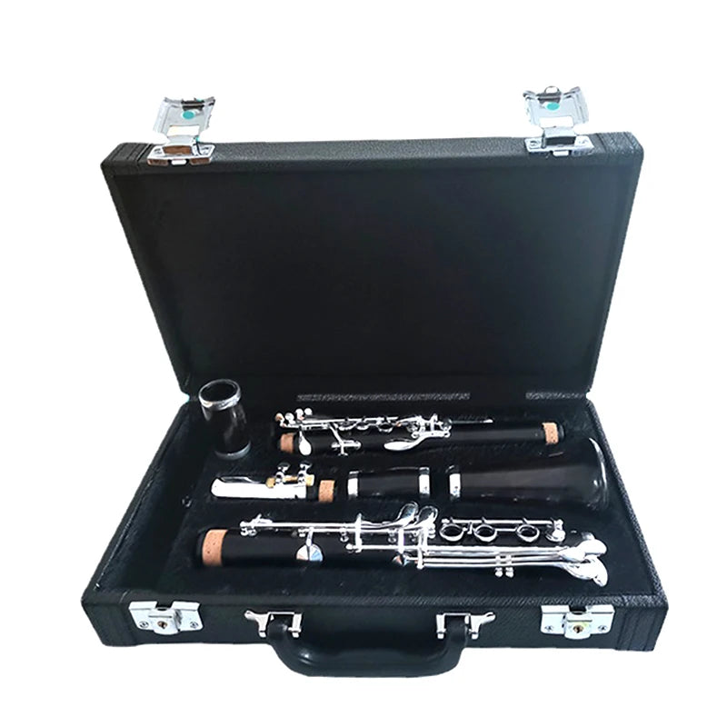 MMOOKA Ebony Clarinet Black Woodwind A Tone 18 Keys Wood Professional Clarinet Musical Instruments with Leather Case Nickel Silver Key