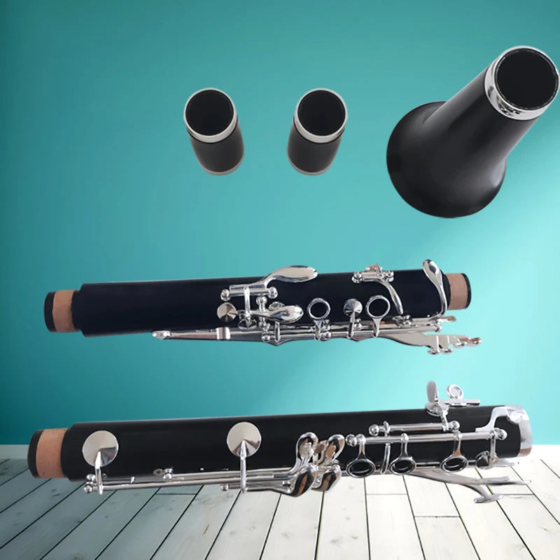 MMOOKA Ebony Clarinet Black Woodwind A Tone 18 Keys Wood Professional Clarinet Musical Instruments with Leather Case Nickel Silver Key