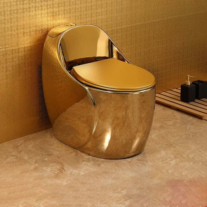 Egg shaped toilet, egg shaped toilet, European style gold-plated toilet, colored toilet, Tu Hao Jin