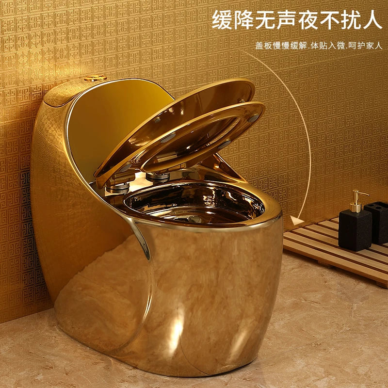 Egg shaped toilet, egg shaped toilet, European style gold-plated toilet, colored toilet, Tu Hao Jin