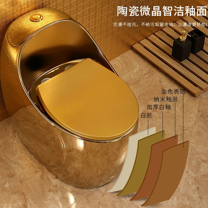 Egg shaped toilet, egg shaped toilet, European style gold-plated toilet, colored toilet, Tu Hao Jin