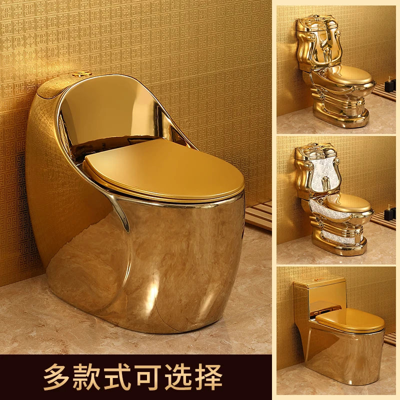 Egg shaped toilet, egg shaped toilet, European style gold-plated toilet, colored toilet, Tu Hao Jin
