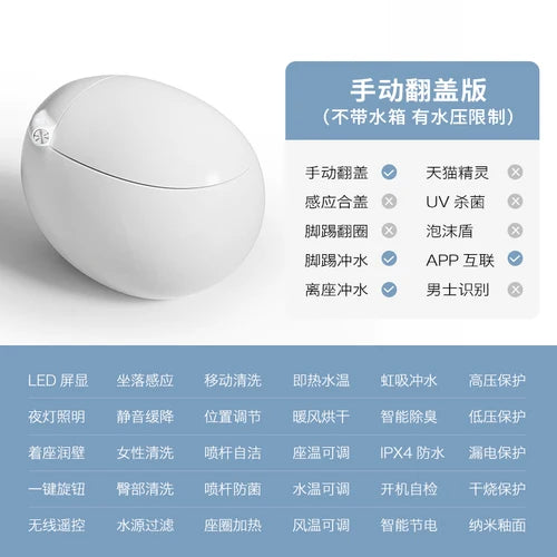 Egg-type intelligent toilet integrated automatic flip online celebrity B&B toilet has no water pressure.