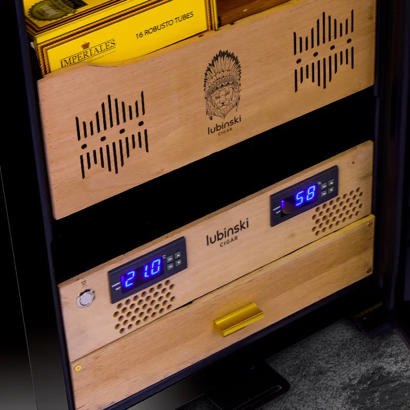 Electric Cigar Humidor Control Humidity Temperature Cedar Wood Cigar Humidor Large Capacity Cigar Tea Wine Cooler Refrigerator