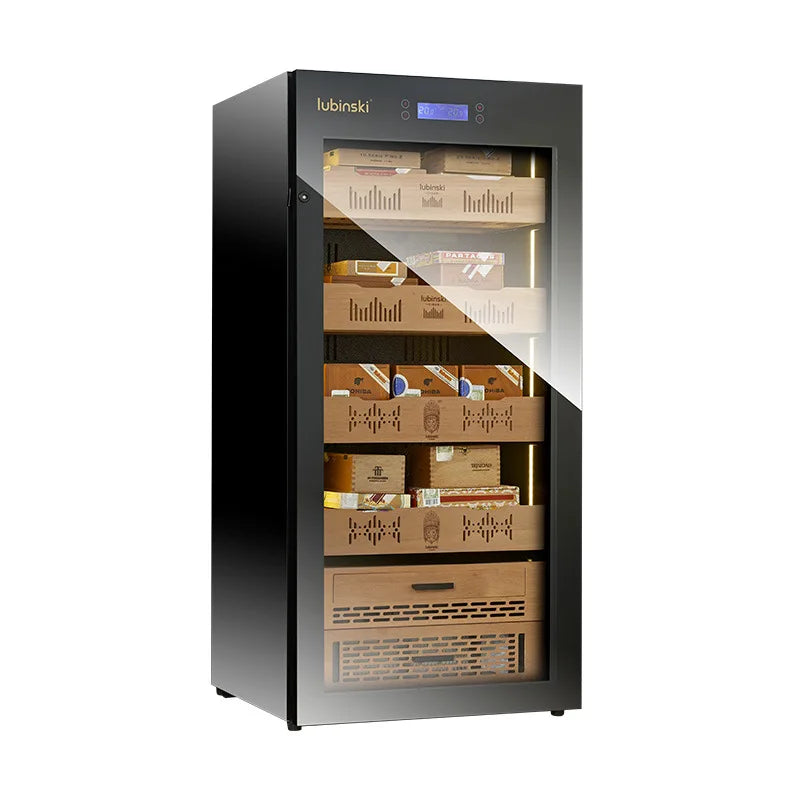 Electric Cigar Humidor Large Capacity Cedar Wood Cigar Humidor Cabinet Wine Tea Cooler Refrigerator Control Temperature Humidity