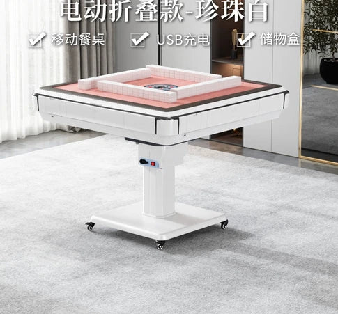 Electric Double Drive Mute Mahjong Machine Automatic Dining Table Dual-Use Roller Coaster Heating Folding Mahjong Table