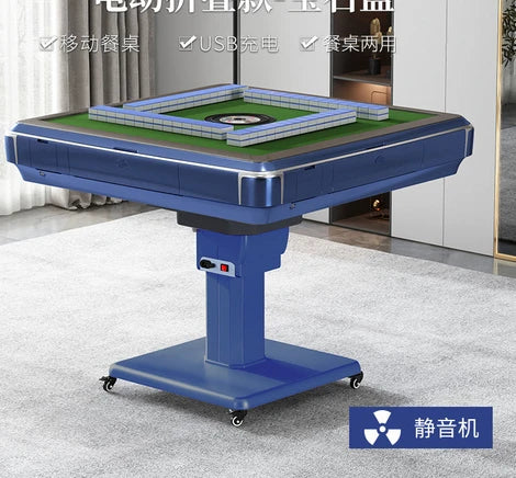 Electric Double Drive Mute Mahjong Machine Automatic Dining Table Dual-Use Roller Coaster Heating Folding Mahjong Table