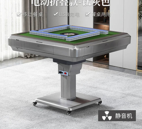 Electric Double Drive Mute Mahjong Machine Automatic Dining Table Dual-Use Roller Coaster Heating Folding Mahjong Table
