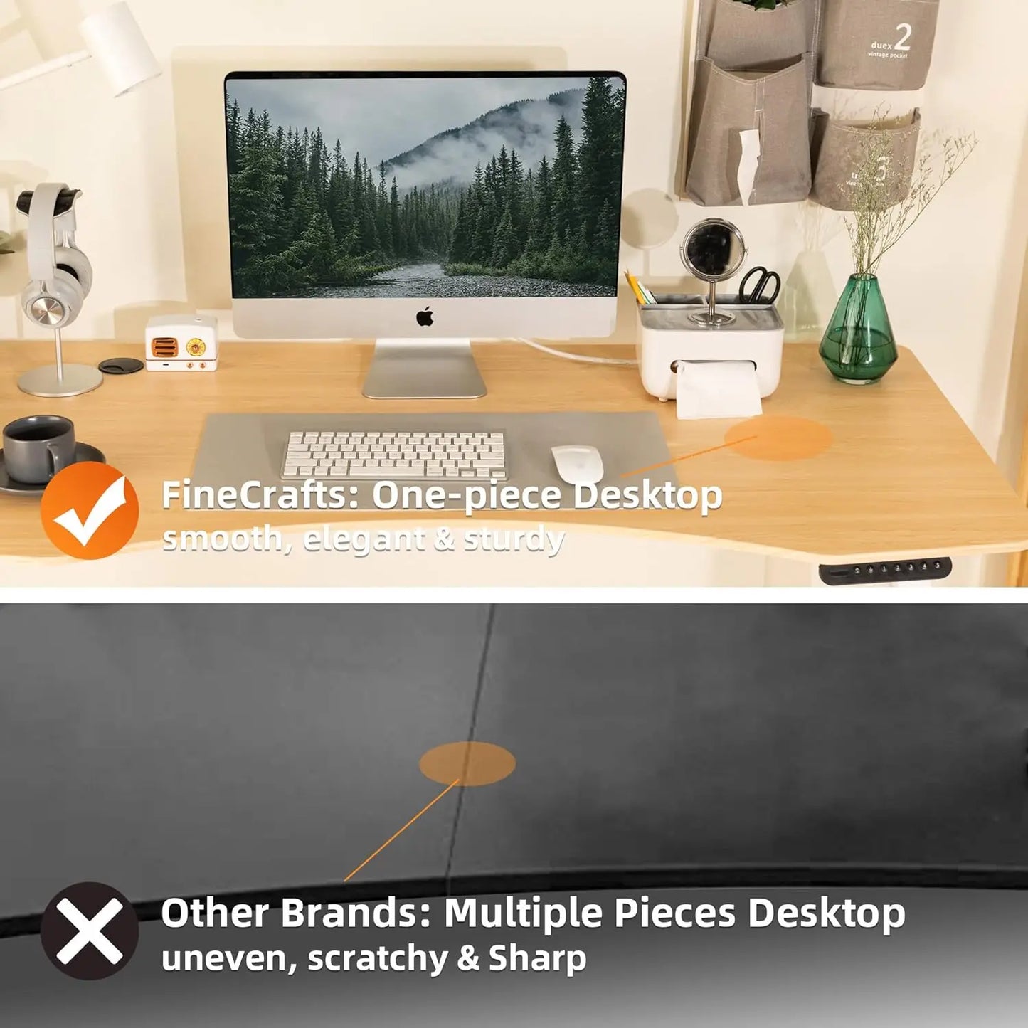 Electric Standing Desk 71 X 32 Inches Dual-Motor Height Adjustable Desk Home Office Desks Natural Maple Ergonomic White Frame