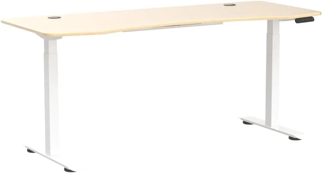 Electric Standing Desk 71 X 32 Inches Dual-Motor Height Adjustable Desk Home Office Desks Natural Maple Ergonomic White Frame