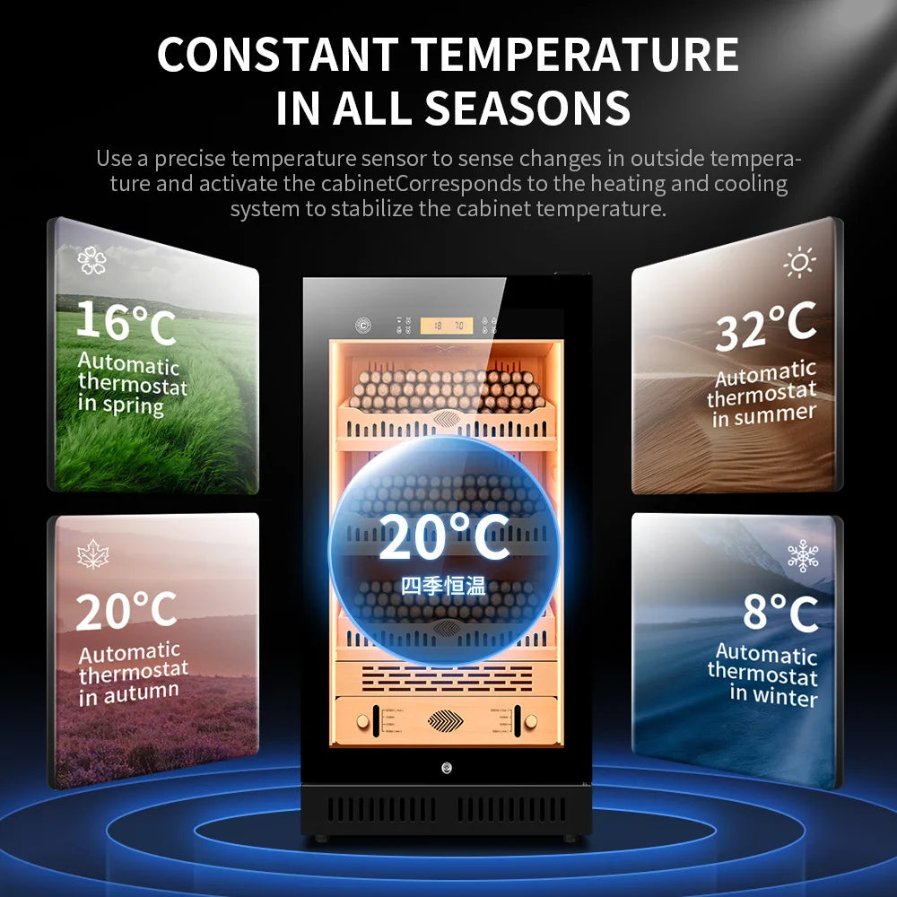 Electronic Cigar Cabinet Compressor Humidor Constant Temperature and Humidity Cedar Wood Inner Intelligent Humidity Control CL22