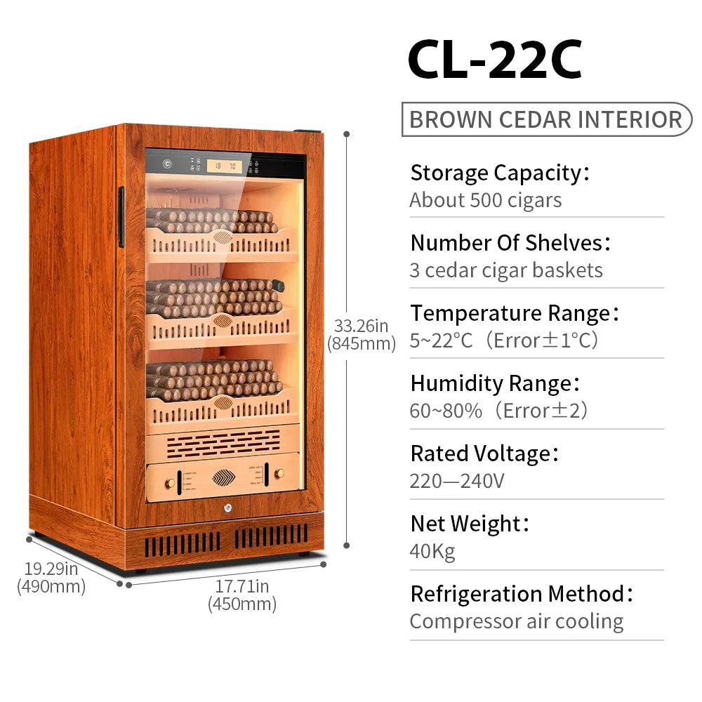 Electronic Cigar Cabinet Compressor Humidor Constant Temperature and Humidity Cedar Wood Inner Intelligent Humidity Control CL22