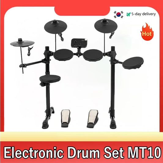 MMOOKA Electronic Drum Set MT10 Convenient 5-drum, 3-cymbal all-silicone Electronic Drum Kit 180 tones USB, MIDI, Headphone Interface.