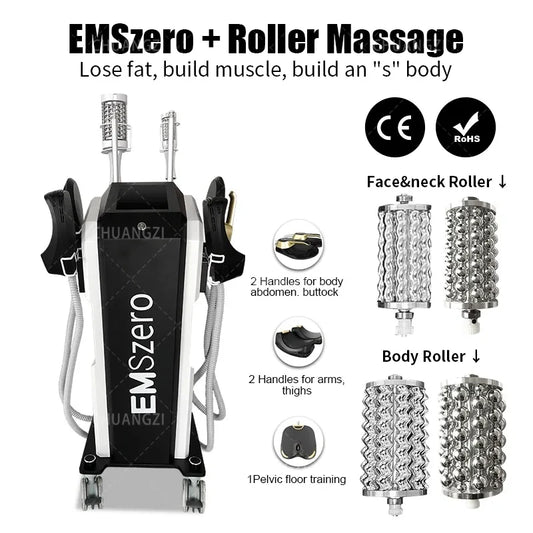 Emszero14 Tesla 6500W with NEO 2 Roller Massager and 4 NEO Handles Nova EMS Body Shaping  Electromagnetic Stimulation