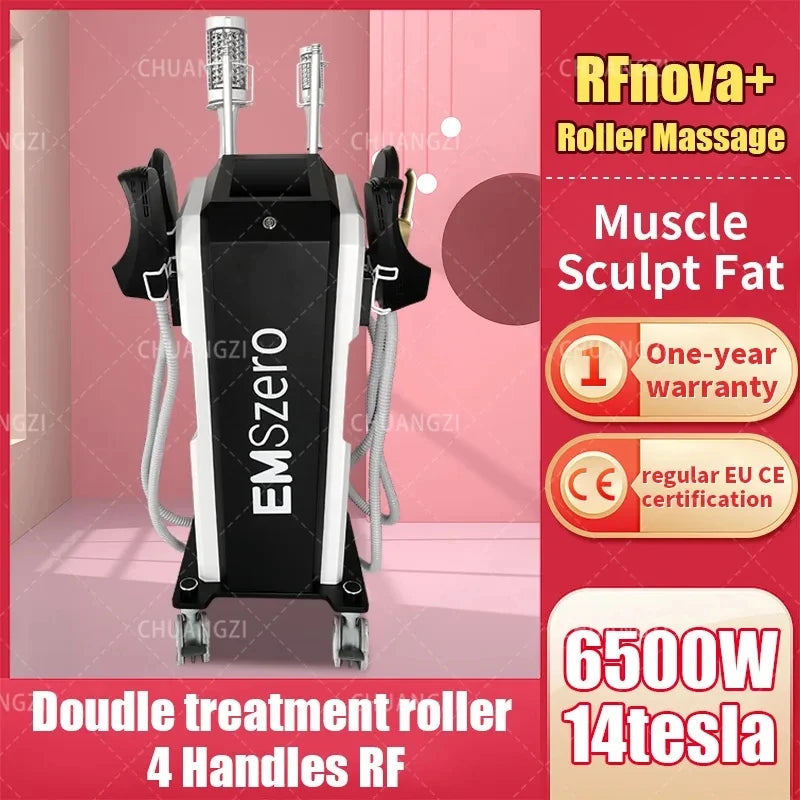Emszero14 Tesla 6500W with NEO 2 Roller Massager and 4 NEO Handles Nova EMS Body Shaping  Electromagnetic Stimulation