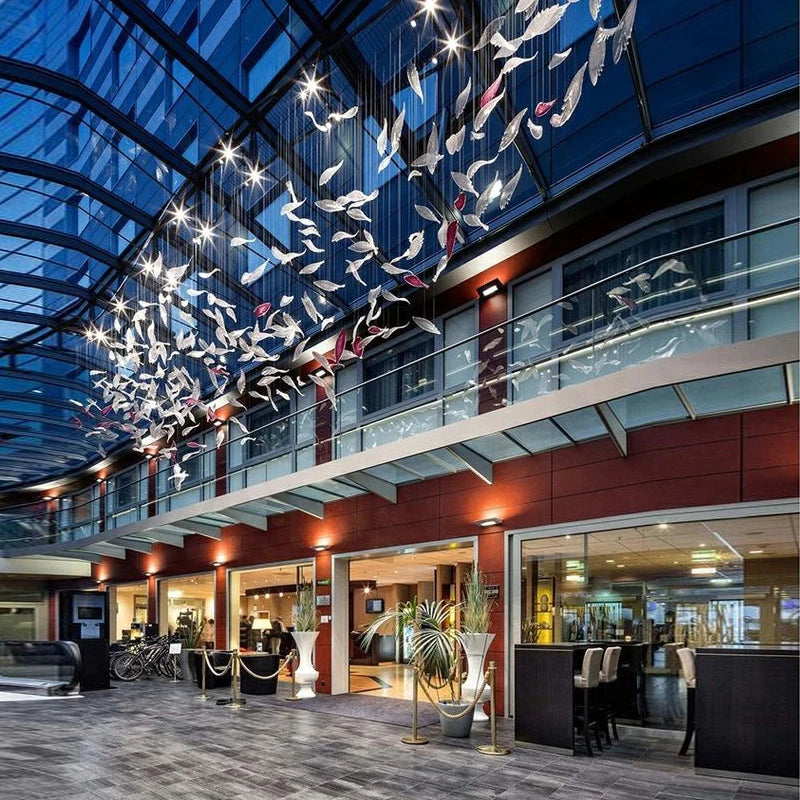 Engineering custom hotel crystal glass lamp large sales department ballroom special ceiling lamp villa living room chandelier