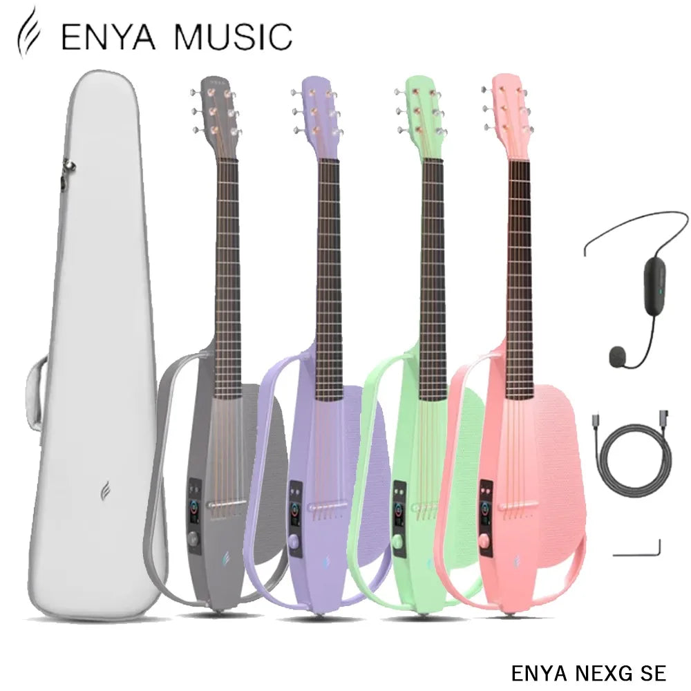 Enya Acoustic Electric Carbon Fiber Travel Guitar NEXG SE Smart Guitarra for Adults with 30W Wireless Speaker, Thickened Gig Bag