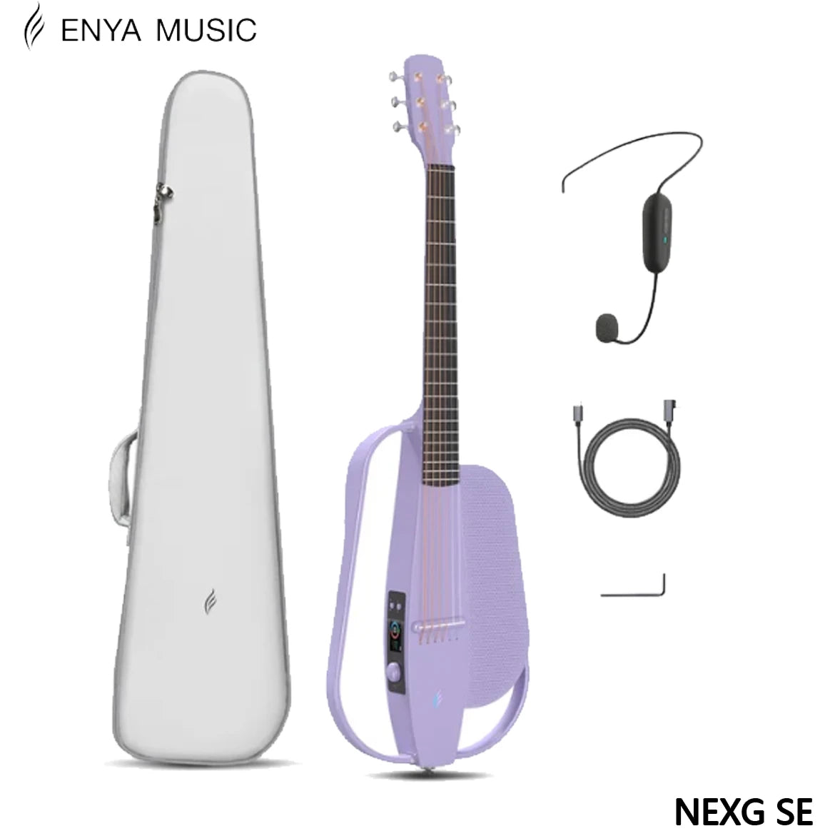 Enya Acoustic Electric Carbon Fiber Travel Guitar NEXG SE Smart Guitarra for Adults with 30W Wireless Speaker, Thickened Gig Bag