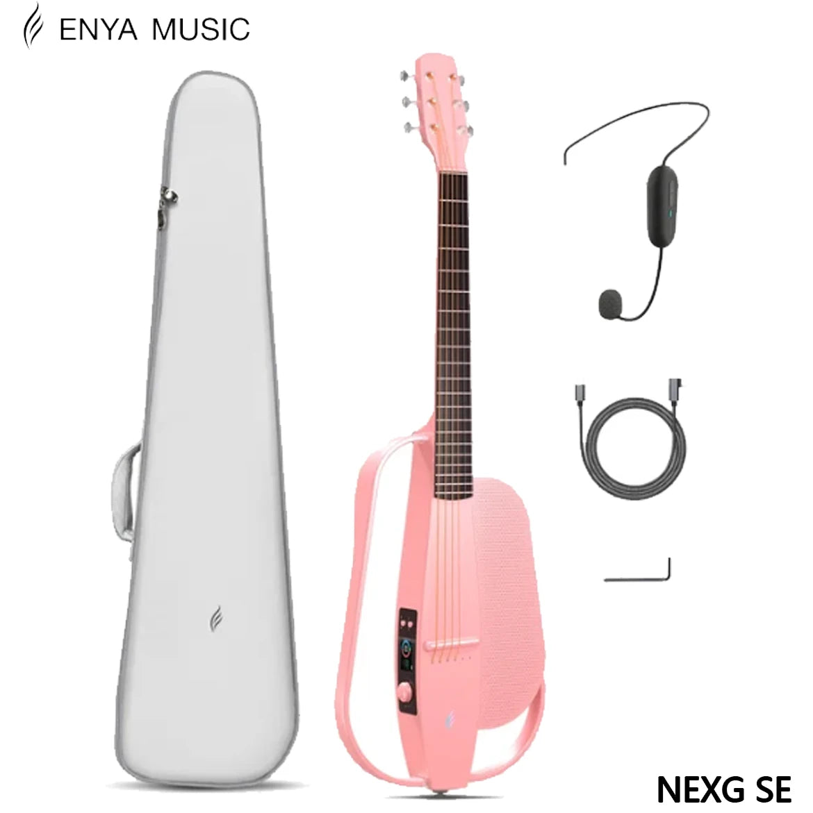 Enya Acoustic Electric Carbon Fiber Travel Guitar NEXG SE Smart Guitarra for Adults with 30W Wireless Speaker, Thickened Gig Bag