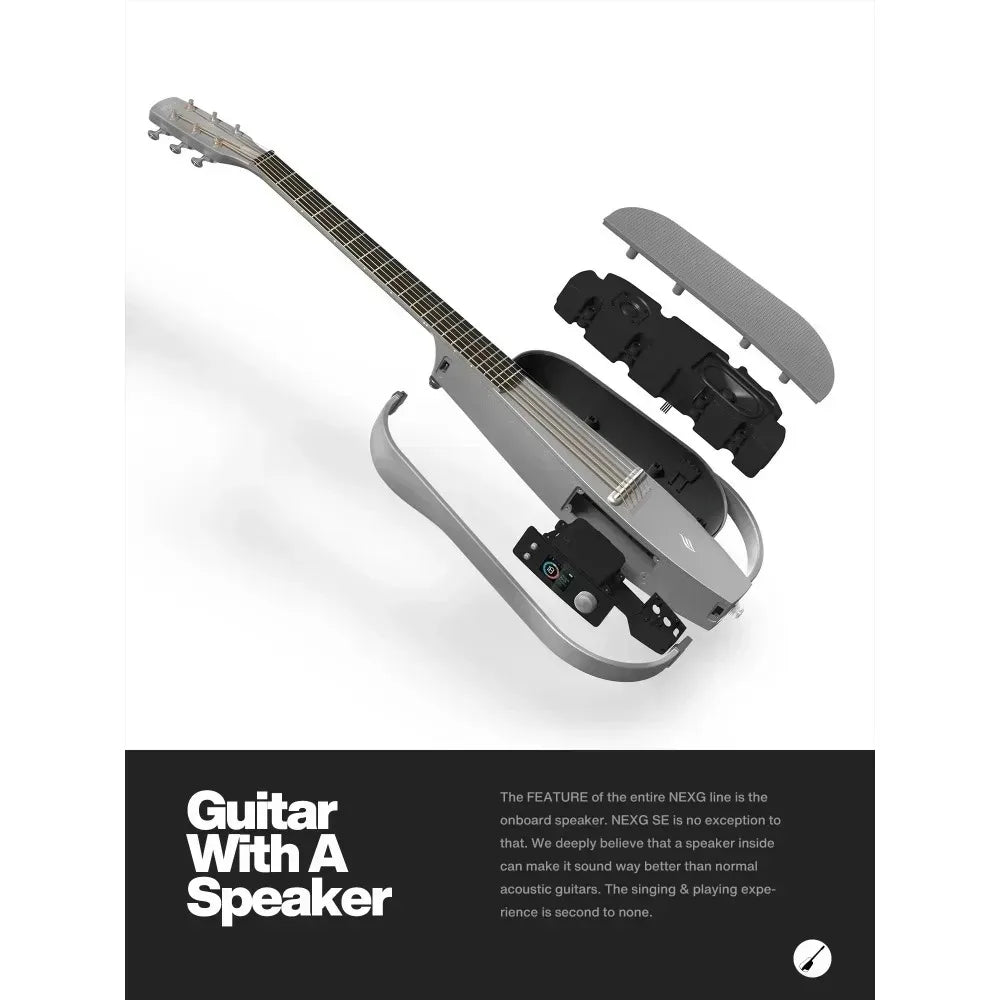 Enya Acoustic Electric Carbon Fiber Travel Guitar NEXG SE Smart Guitarra for Adults with 30W Wireless Speaker, Thickened Gig Bag