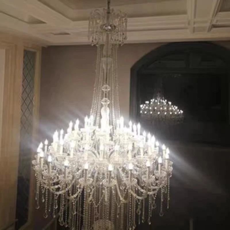 European Crystal Chandelier Luxury Villa Living Room Light Modern LED Candle Duplex House Hotel Clubhouse Classic Elegant Design