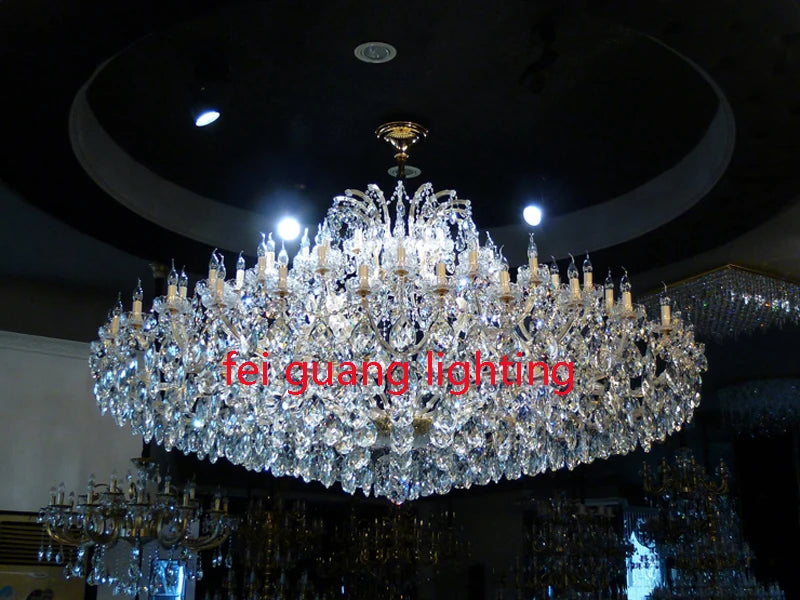 European Crystal Large Chandelier Luxury Living Room Restaurant Villa 4 Layer Staircase Hotel Lobby Club Hanging Lamps Fixture