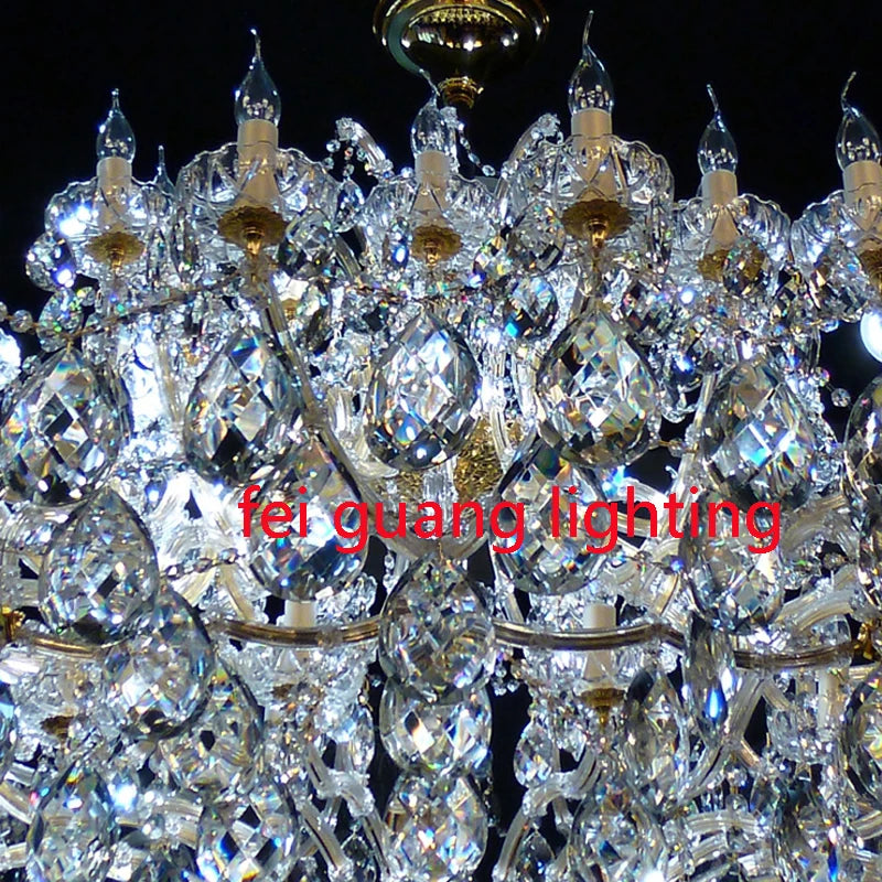 European Crystal Large Chandelier Luxury Living Room Restaurant Villa 4 Layer Staircase Hotel Lobby Club Hanging Lamps Fixture