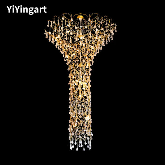 European Style Crystal Chandelier duplex Villa Hotel staircase lamp luxury atmosphere Sales Department lobby engineering lamps