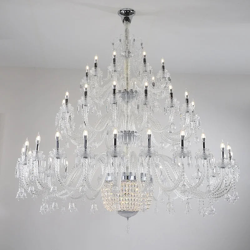 European Villa Three-story Transparent Crystal Chandelier High-Floor Hotel Lobby Ceiling Project Candle Chandelier Free Shipping