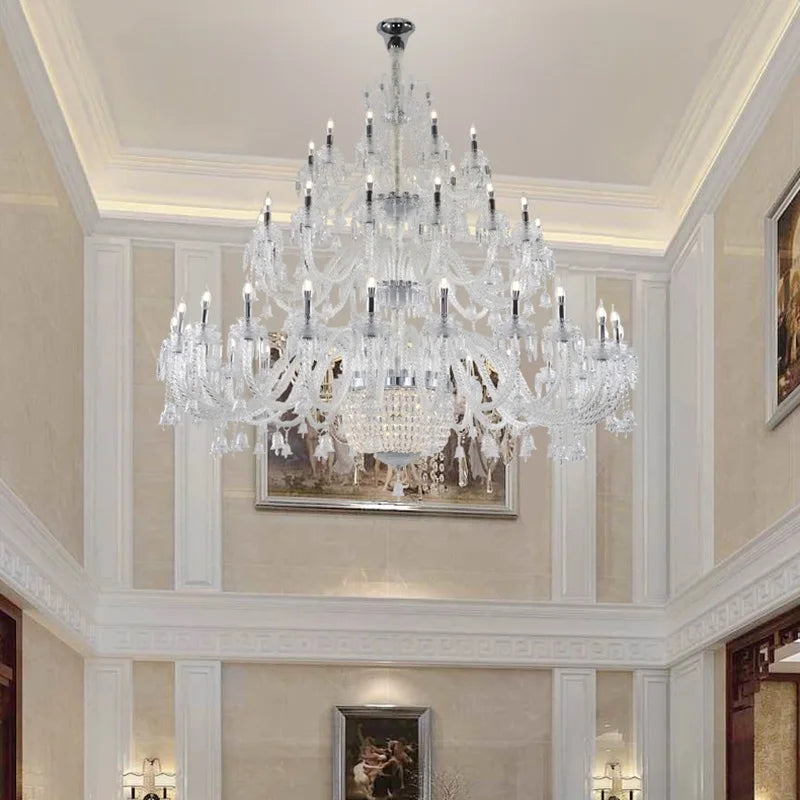 European Villa Three-story Transparent Crystal Chandelier High-Floor Hotel Lobby Ceiling Project Candle Chandelier Free Shipping