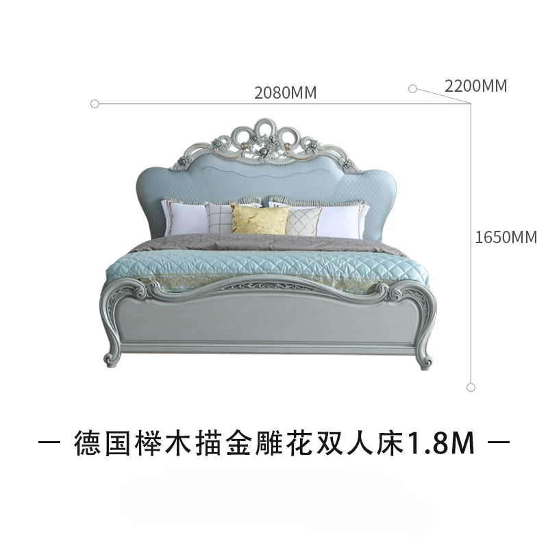 European carved solid wood 1.8m Princess bedroom American wedding bed double bed