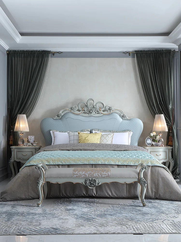 European carved solid wood 1.8m Princess bedroom American wedding bed double bed