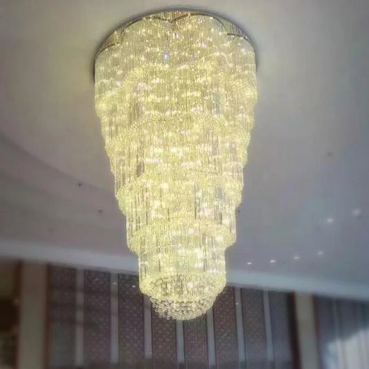 European chandelier villa building middle floor living room crystal large chandelier high-end hotel duplex staircase hall lamps