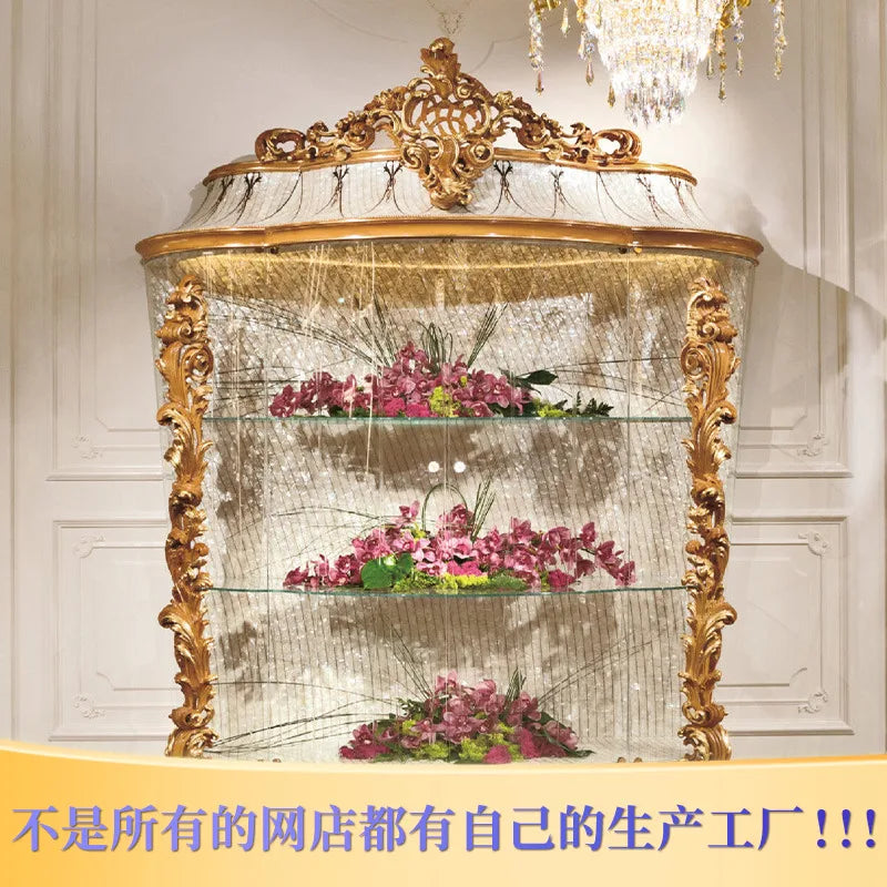 European glass wine cabinet, living room, two-door display cabinet, restaurant, solid wood customization
