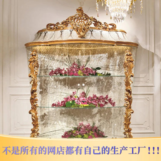 European glass wine cabinet, living room, two-door display cabinet, restaurant, solid wood customization