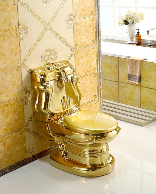European golden toilet retro hotel color toilet embossed split toilet color gold toilet