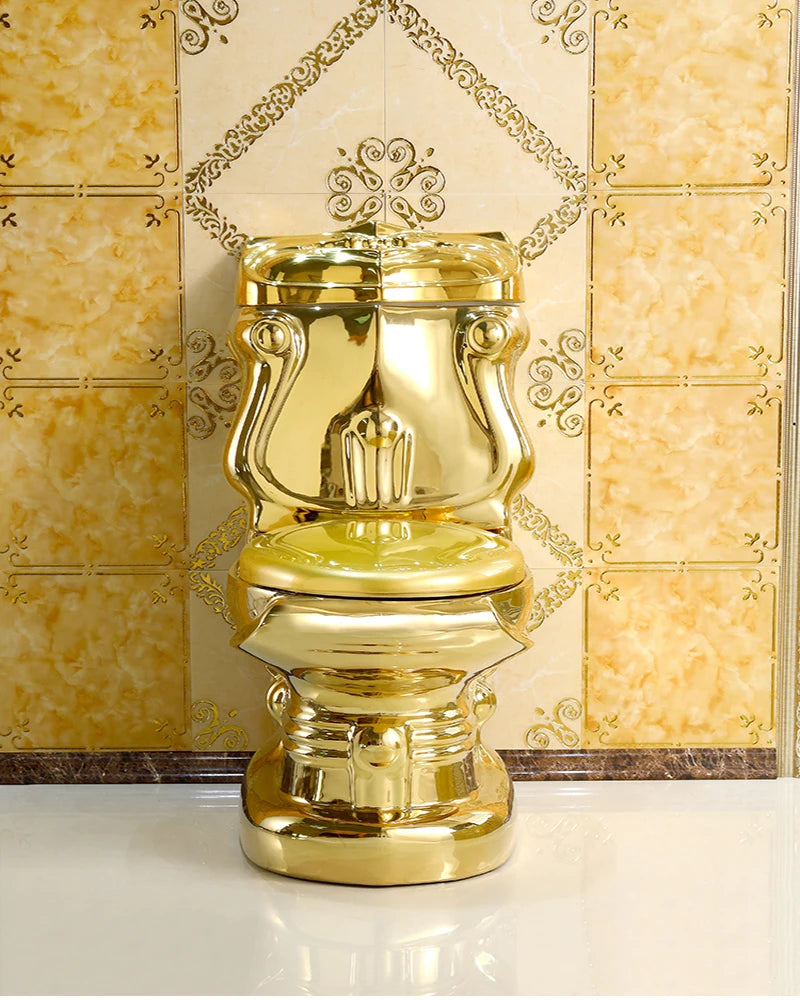 European golden toilet retro hotel color toilet embossed split toilet color gold toilet