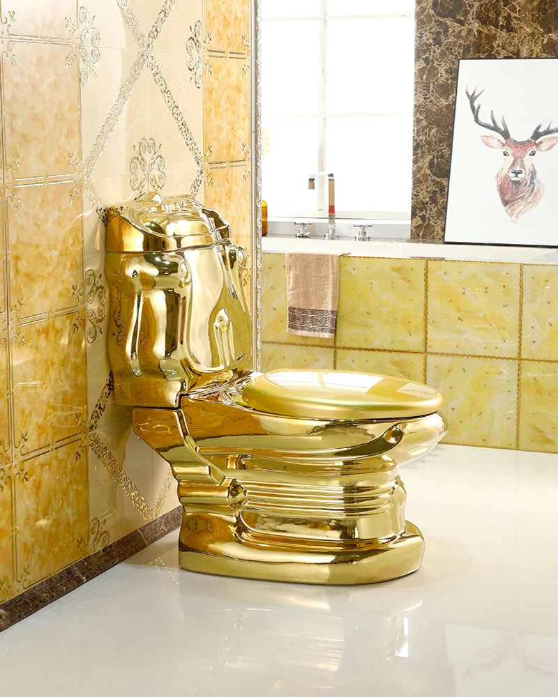 European golden toilet retro hotel color toilet embossed split toilet color gold toilet