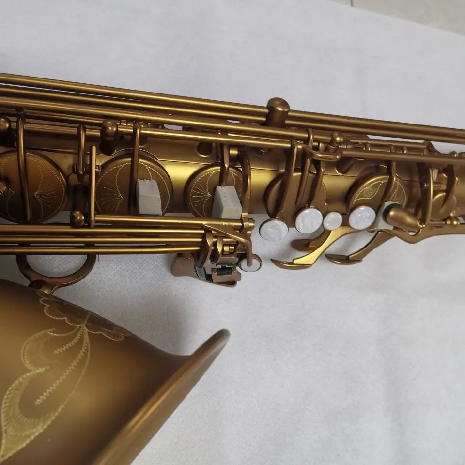 MMOOKA European high-end brown Bb Tenor saxophone drop B tone retro frosted gold-plated professional tenor sax instrument customization