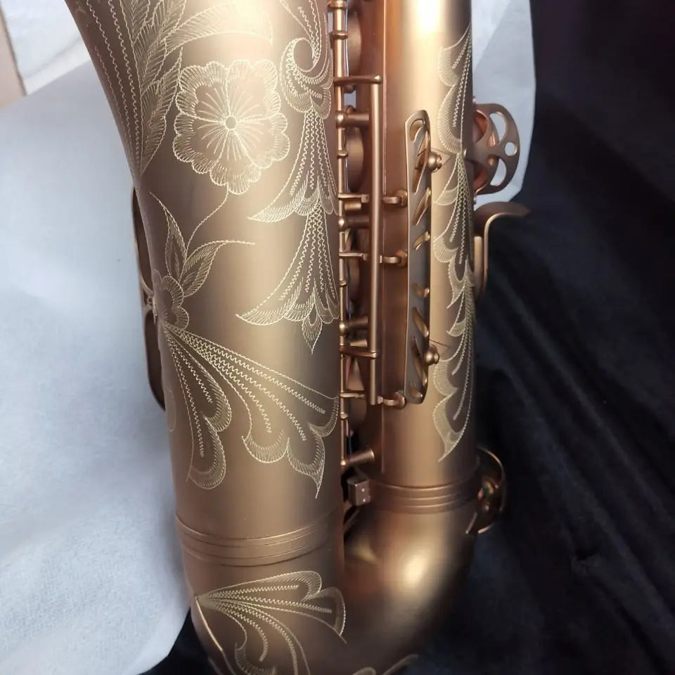 MMOOKA European high-end brown Bb Tenor saxophone drop B tone retro frosted gold-plated professional tenor sax instrument customization