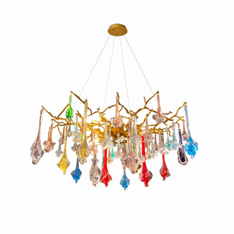 European luxury crystal chandelier  bedroom porch  art villa  living room  full copper creative branch lamp