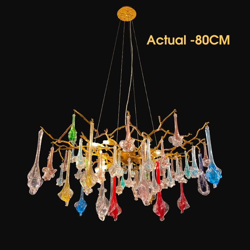 European luxury crystal chandelier  bedroom porch  art villa  living room  full copper creative branch lamp