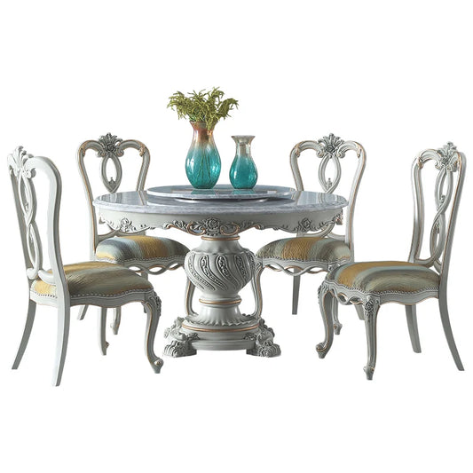 European marble countertop 1.4M round dining table small apartment with turntable dining table