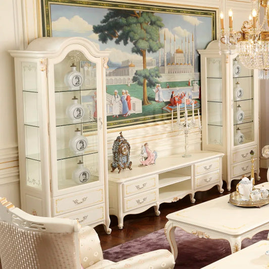 European solid wood TV cabinet French court luxury locker carved wine cabinet villa furniture customization