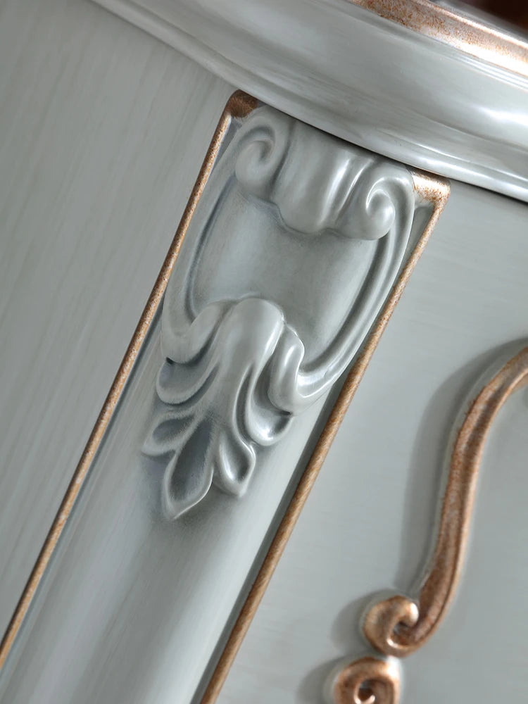 European-style 2.2m TV cabinet with solid wood and gold foil 1.9M floor cabinet locker