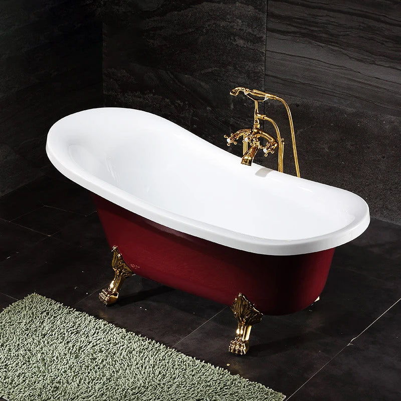 European-style adult acrylic free-standing household chaise longue double-layer thermal insulation small tub bathtub SPA bathtub