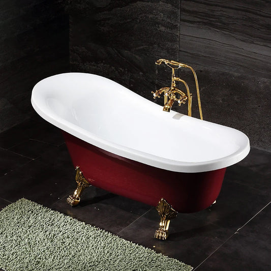 European-style adult acrylic free-standing household chaise longue double-layer thermal insulation small tub bathtub SPA bathtub