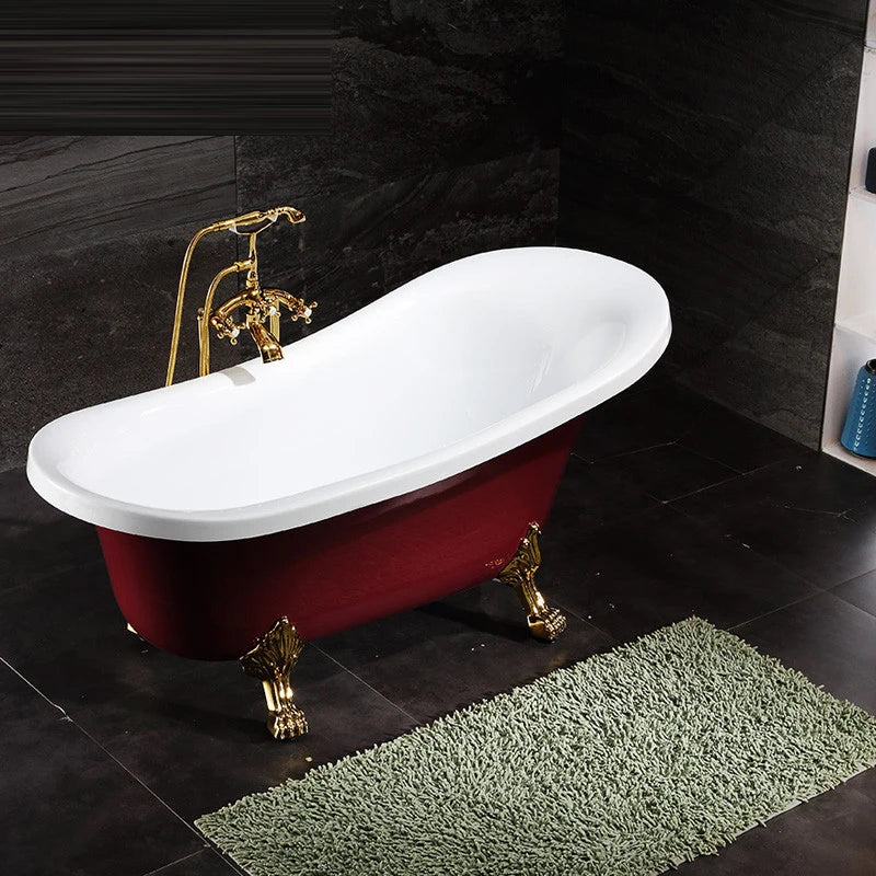 European-style adult acrylic free-standing household chaise longue double-layer thermal insulation small tub bathtub SPA bathtub